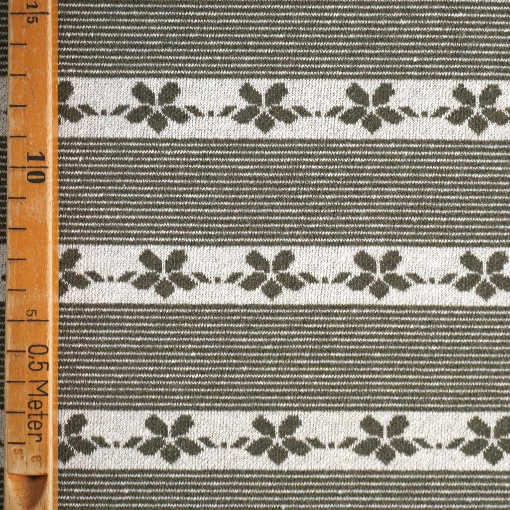 Jacquard-Strick Blumenmuster Streifen Tracht olivgrün